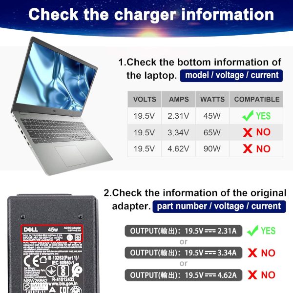 19.5V 3.34A 65W Laptop Power Adapter Charger for Dell Inspiron 3472 14 3493, Inspiron 15 3515, Inspiron 15 5518 - Image 2