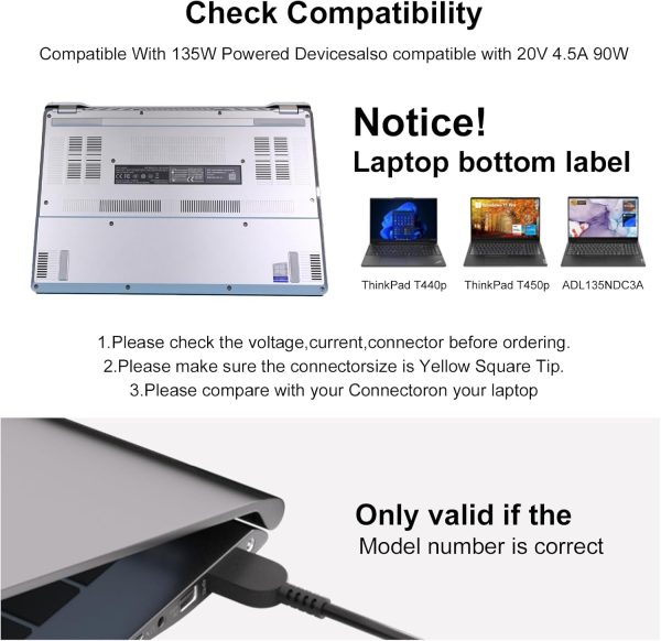 135W 20V 6.75A Laptop adapter Charger for Lenovo ideapad Z710 Ideapad Y50-70 - Image 5
