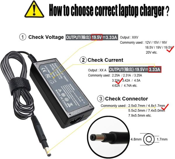 19.5V 3.33A 65W Charger Compatible with HP Pavilion TouchSmart Sleekbook - Image 7